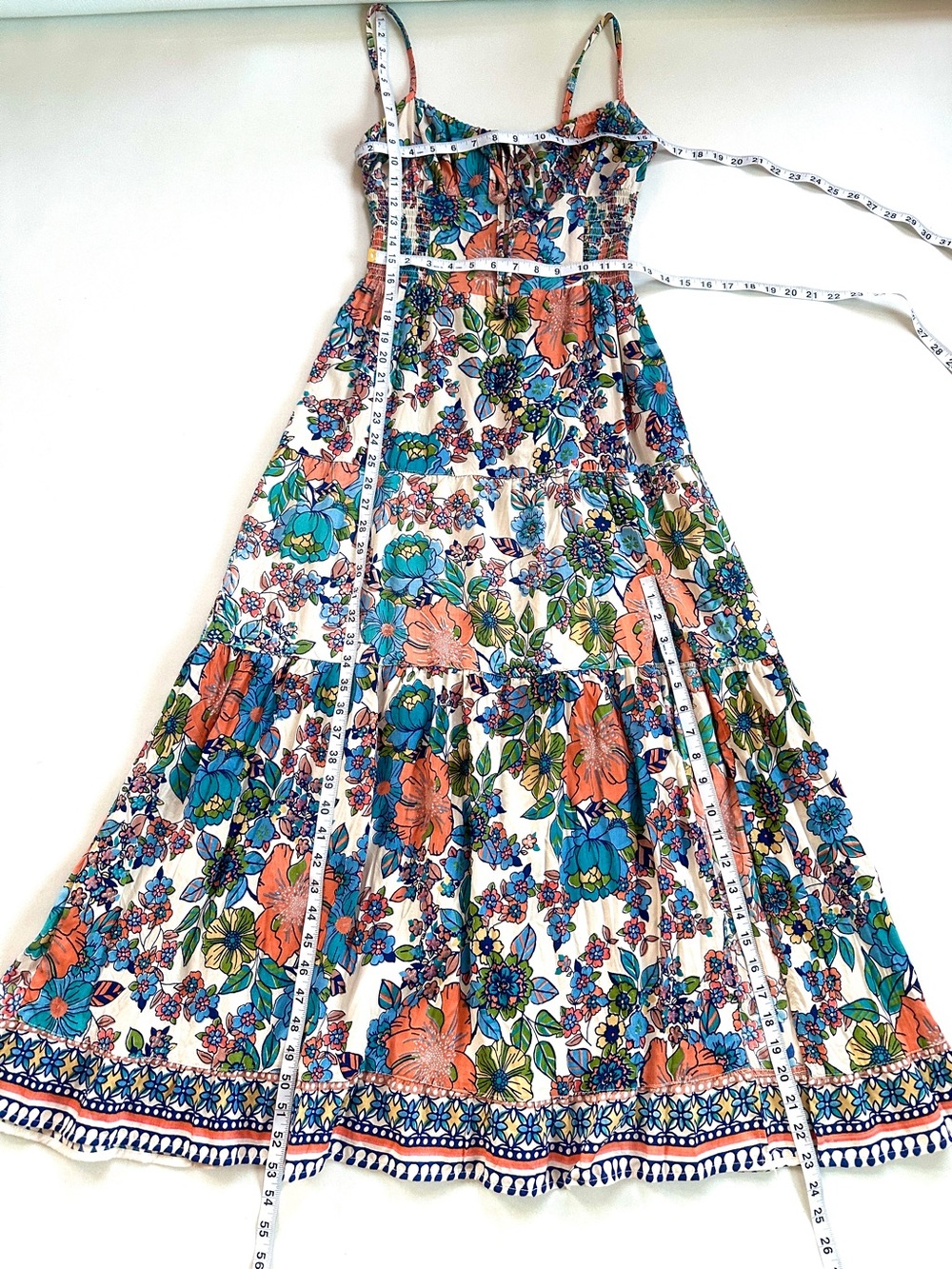 ANGIE BOHEMIAN MILKMAID FLORAL PRAIRIE COWGIRL MAXI DRESS SLIT POCKETS NWT SzM - Picture 11 of 12